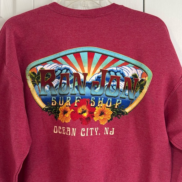 Ron Jon Surf Shop Tops - Ron Jon Surf Shop Ocean City, NJ Raspberry Crewneck Sweatshirt - Size - M